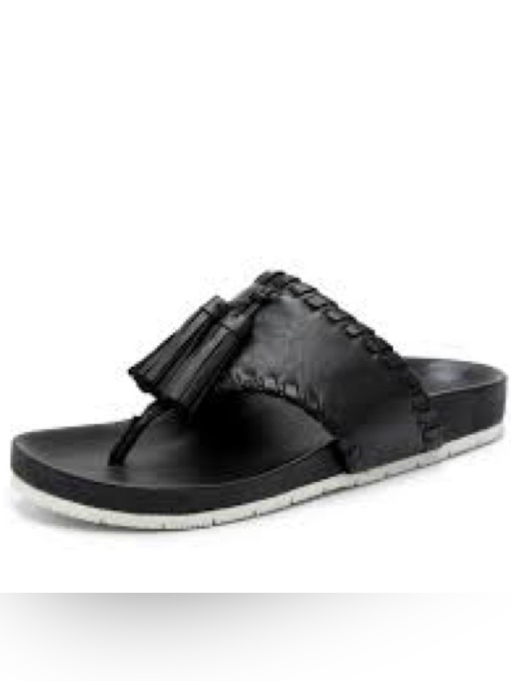 NWT J/SLIDES NIGEL Black Leather Tassel Sandal